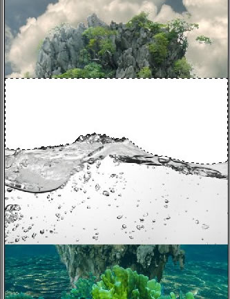 Message in a Bottle, bottle splashing in waves, Rough Water Surface, copy space, james bond island, close up of water wave, bubbles, tropic landscape, sea, ocean corals, seascape photomanipulation.